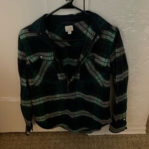JCREW Dark blue and green plaid flannel.